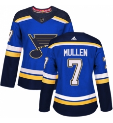 Women's Adidas St. Louis Blues #7 Joe Mullen Authentic Royal Blue Home NHL Jersey