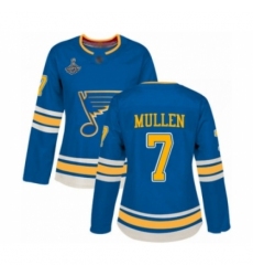 Women's St. Louis Blues #7 Joe Mullen Authentic Navy Blue Alternate 2019 Stanley Cup Champions Hockey Jersey