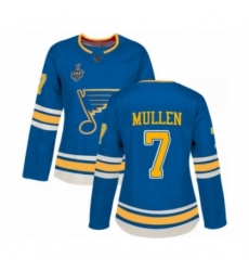 Women's St. Louis Blues #7 Joe Mullen Authentic Navy Blue Alternate 2019 Stanley Cup Final Bound Hockey Jersey