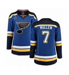 Women's St. Louis Blues #7 Joe Mullen Fanatics Branded Royal Blue Home Breakaway 2019 Stanley Cup Champions Hockey Jersey