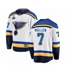 Youth St. Louis Blues #7 Joe Mullen Fanatics Branded White Away Breakaway 2019 Stanley Cup Champions Hockey Jersey