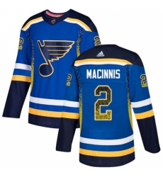 Men's Adidas St. Louis Blues #2 Al Macinnis Authentic Blue Drift Fashion NHL Jersey