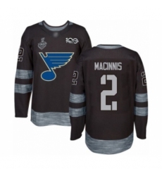 Men's St. Louis Blues #2 Al Macinnis Authentic Black 1917-2017 100th Anniversary 2019 Stanley Cup Final Bound Hockey Jersey