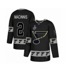 Men's St. Louis Blues #2 Al Macinnis Authentic Black Team Logo Fashion 2019 Stanley Cup Final Bound Hockey Jersey