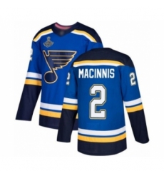 Men's St. Louis Blues #2 Al Macinnis Authentic Royal Blue Home 2019 Stanley Cup Champions Hockey Jersey