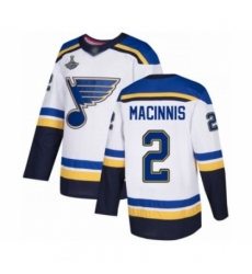 Men's St. Louis Blues #2 Al Macinnis Authentic White Away 2019 Stanley Cup Champions Hockey Jersey