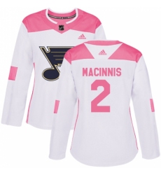 Women's Adidas St. Louis Blues #2 Al Macinnis Authentic White/Pink Fashion NHL Jersey