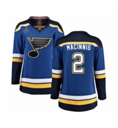 Women's St. Louis Blues #2 Al Macinnis Fanatics Branded Royal Blue Home Breakaway 2019 Stanley Cup Champions Hockey Jersey