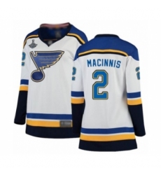 Women's St. Louis Blues #2 Al Macinnis Fanatics Branded White Away Breakaway 2019 Stanley Cup Champions Hockey Jersey