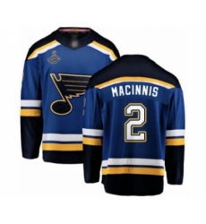 Youth St. Louis Blues #2 Al Macinnis Fanatics Branded Royal Blue Home Breakaway 2019 Stanley Cup Champions Hockey Jersey