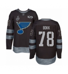 Men's St. Louis Blues #78 Dominik Bokk Authentic Black 1917-2017 100th Anniversary 2019 Stanley Cup Final Bound Hockey Jersey