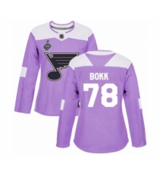 Women's St. Louis Blues #78 Dominik Bokk Authentic Purple Fights Cancer Practice 2019 Stanley Cup Final Bound Hockey Jersey