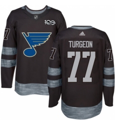 Men's Adidas St. Louis Blues #77 Pierre Turgeon Authentic Black 1917-2017 100th Anniversary NHL Jersey