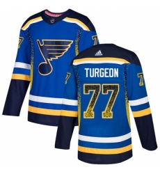 Men's Adidas St. Louis Blues #77 Pierre Turgeon Authentic Blue Drift Fashion NHL Jersey