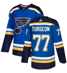 Men's Adidas St. Louis Blues #77 Pierre Turgeon Authentic Royal Blue Home NHL Jersey