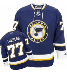 Men's Reebok St. Louis Blues #77 Pierre Turgeon Premier Navy Blue Third NHL Jersey