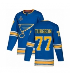 Men's St. Louis Blues #77 Pierre Turgeon Authentic Navy Blue Alternate 2019 Stanley Cup Champions Hockey Jersey