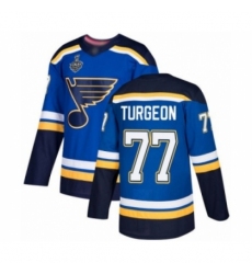 Men's St. Louis Blues #77 Pierre Turgeon Authentic Royal Blue Home 2019 Stanley Cup Final Bound Hockey Jersey