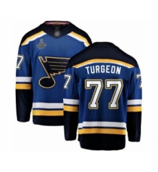 Men's St. Louis Blues #77 Pierre Turgeon Fanatics Branded Royal Blue Home Breakaway 2019 Stanley Cup Champions Hockey Jersey