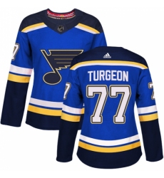 Women's Adidas St. Louis Blues #77 Pierre Turgeon Premier Royal Blue Home NHL Jersey