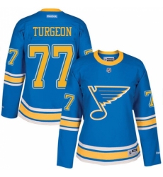 Women's Reebok St. Louis Blues #77 Pierre Turgeon Authentic Blue 2017 Winter Classic NHL Jersey