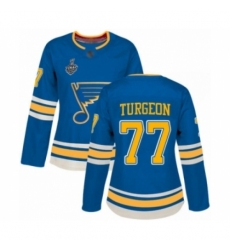 Women's St. Louis Blues #77 Pierre Turgeon Authentic Navy Blue Alternate 2019 Stanley Cup Final Bound Hockey Jersey