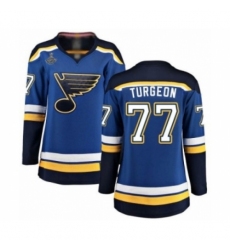 Women's St. Louis Blues #77 Pierre Turgeon Fanatics Branded Royal Blue Home Breakaway 2019 Stanley Cup Champions Hockey Jersey