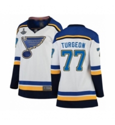 Women's St. Louis Blues #77 Pierre Turgeon Fanatics Branded White Away Breakaway 2019 Stanley Cup Champions Hockey Jersey