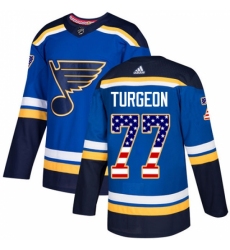 Youth Adidas St. Louis Blues #77 Pierre Turgeon Authentic Blue USA Flag Fashion NHL Jersey