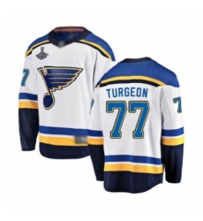 Youth St. Louis Blues #77 Pierre Turgeon Fanatics Branded White Away Breakaway 2019 Stanley Cup Champions Hockey Jersey