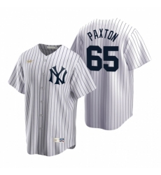 Men's Nike New York Yankees #65 James Paxton White Cooperstown Collection Home Stitched Baseball Jersey