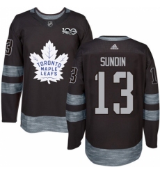 Men's Adidas Toronto Maple Leafs #13 Mats Sundin Authentic Black 1917-2017 100th Anniversary NHL Jersey