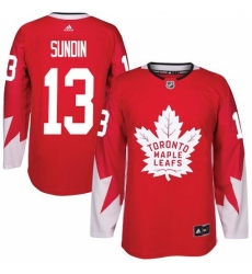 Men's Adidas Toronto Maple Leafs #13 Mats Sundin Authentic Red Alternate NHL Jersey