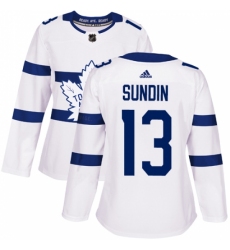 Women's Adidas Toronto Maple Leafs #13 Mats Sundin Authentic White 2018 Stadium Series NHL Jersey
