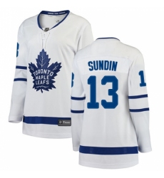 Women's Toronto Maple Leafs #13 Mats Sundin Authentic White Away Fanatics Branded Breakaway NHL Jersey