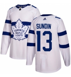 Youth Adidas Toronto Maple Leafs #13 Mats Sundin Authentic White 2018 Stadium Series NHL Jersey