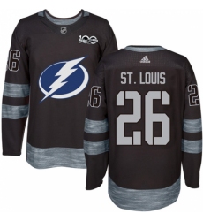 Men's Adidas Tampa Bay Lightning #26 Martin St. Louis Authentic Black 1917-2017 100th Anniversary NHL Jersey