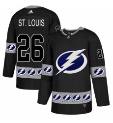 Men's Adidas Tampa Bay Lightning #26 Martin St. Louis Authentic Black Team Logo Fashion NHL Jersey