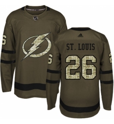 Men's Adidas Tampa Bay Lightning #26 Martin St. Louis Authentic Green Salute to Service NHL Jersey