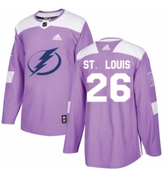 Men's Adidas Tampa Bay Lightning #26 Martin St. Louis Authentic Purple Fights Cancer Practice NHL Jersey