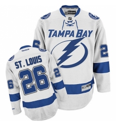 Men's Reebok Tampa Bay Lightning #26 Martin St. Louis Authentic White Away NHL Jersey