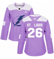 Women's Adidas Tampa Bay Lightning #26 Martin St. Louis Authentic Purple Fights Cancer Practice NHL Jersey