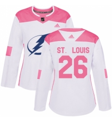 Women's Adidas Tampa Bay Lightning #26 Martin St. Louis Authentic White/Pink Fashion NHL Jersey