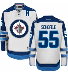 Men's Reebok Winnipeg Jets #55 Mark Scheifele Authentic White Away NHL Jersey