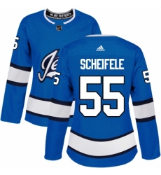 Women's Adidas Winnipeg Jets #55 Mark Scheifele Authentic Blue Alternate NHL Jersey