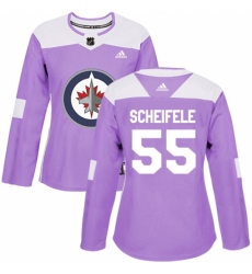 Women's Adidas Winnipeg Jets #55 Mark Scheifele Authentic Purple Fights Cancer Practice NHL Jersey