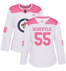 Women's Adidas Winnipeg Jets #55 Mark Scheifele Authentic White/Pink Fashion NHL Jersey