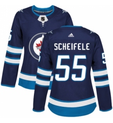 Women's Adidas Winnipeg Jets #55 Mark Scheifele Premier Navy Blue Home NHL Jersey