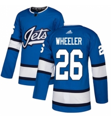 Men's Adidas Winnipeg Jets #26 Blake Wheeler Authentic Blue Alternate NHL Jersey