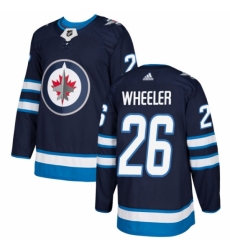 Men's Adidas Winnipeg Jets #26 Blake Wheeler Premier Navy Blue Home NHL Jersey